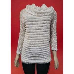 Ryu Anthropologie Size M Ivory Cowl Neck Knit Sweater Top #5